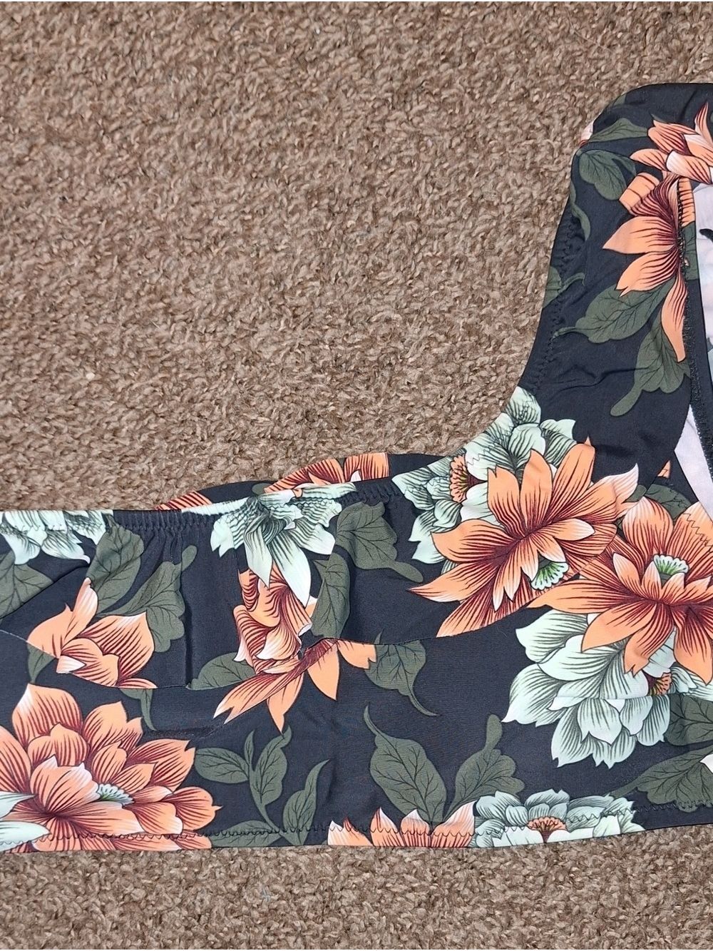 Women's Small Floral One Shoulder Bikini Top